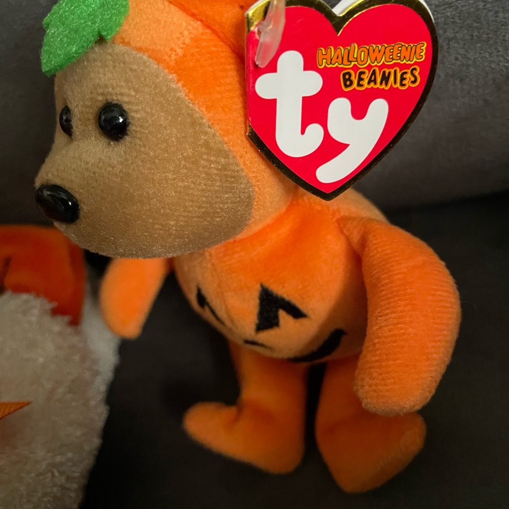 Vintage Halloween Plush Lot – Ty Beanie Pumpkin Bear + Boyd’s Black Cat + Teddy - Picture 5 of 7